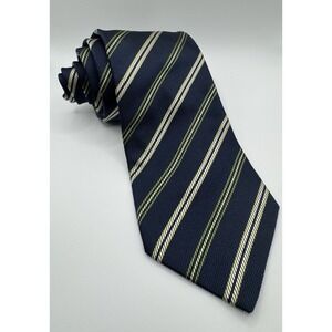 Dormeuil Paris London Silk Tie Blue Green Striped Luxury Designer Necktie